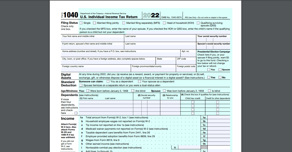 1040 U.S. Individual Income Tax Return