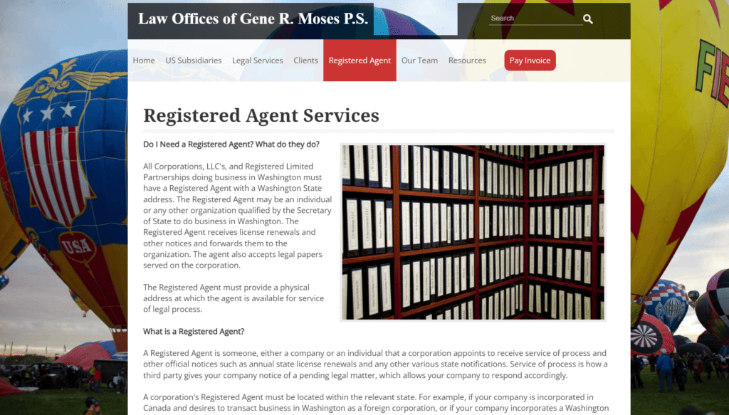 Law Offices of Gene R. Moses P.S. - registered agent service