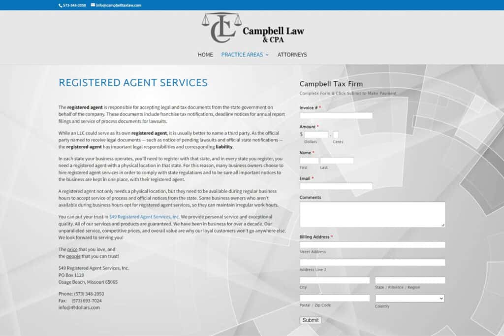 Campbell Law & CPA registered agent services in MO