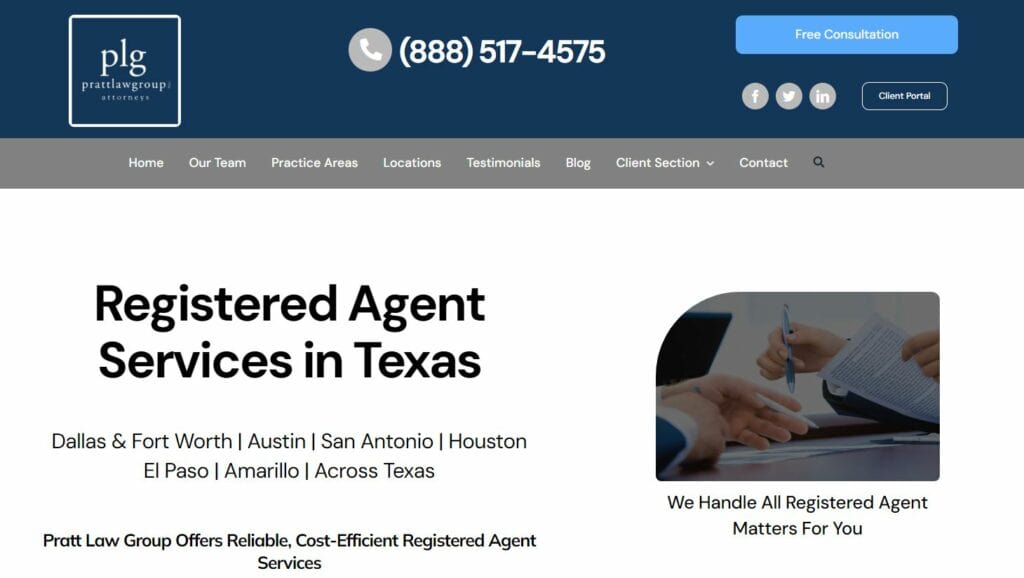 Pratt Law Group Registered Agent in Texas