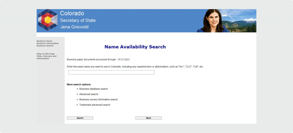 Colorado name availability search