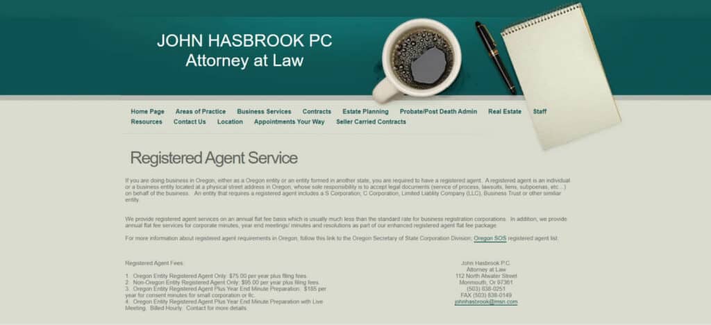 John Hasbrook P.C - registered agent service in Oregon