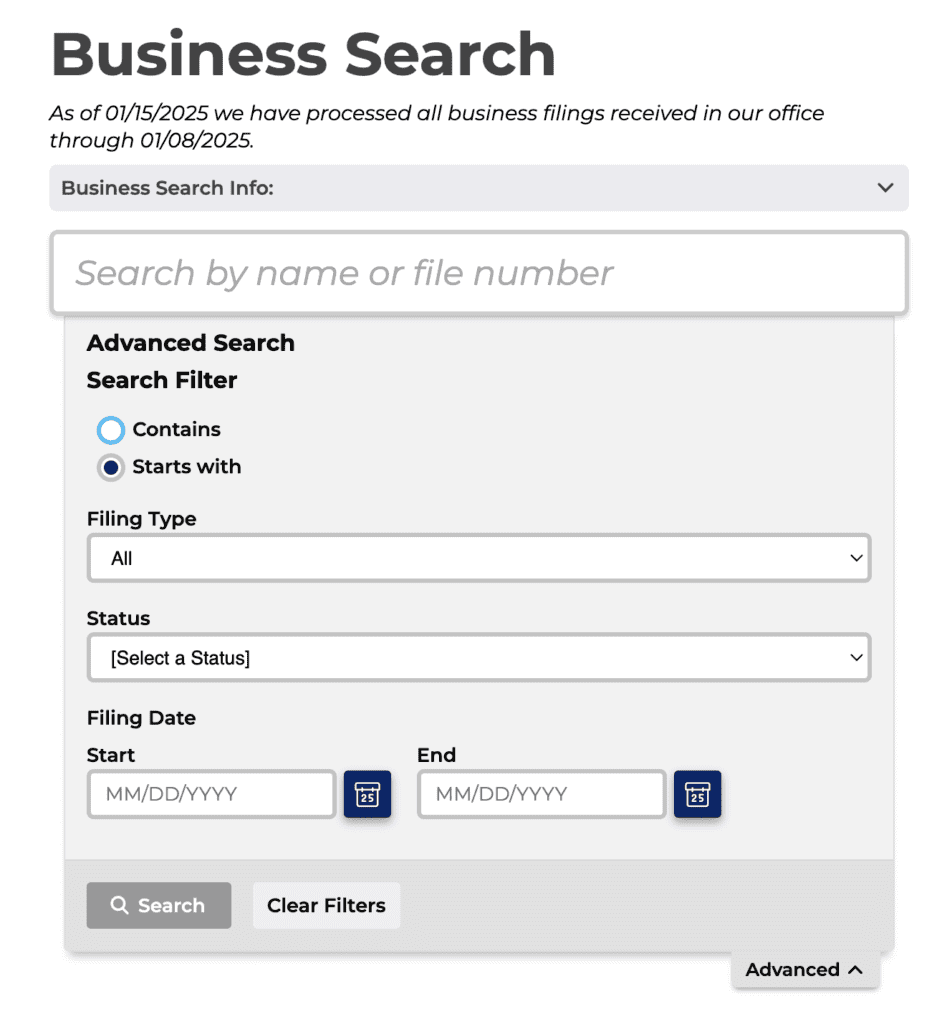 LLC business name search in PA