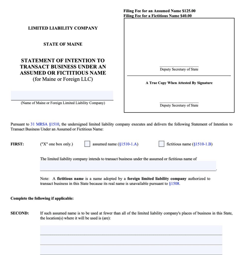 MLLC5 form Maine (fictitious name)