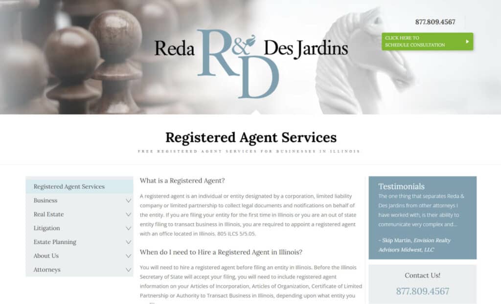 R&D registered agent services in Illinois