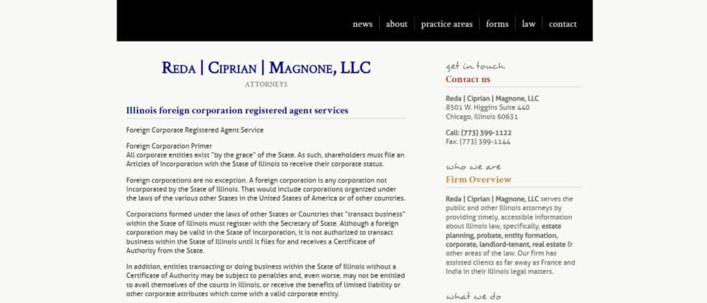 RCM Attorneys registered agent service in Illinois