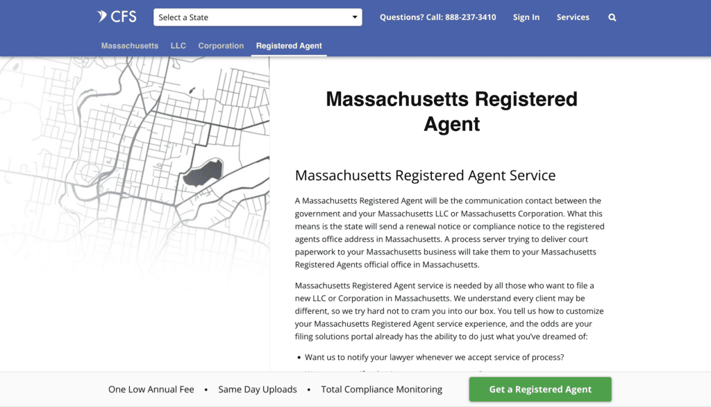 Corporate Filing Solutions - registered agent service in MA