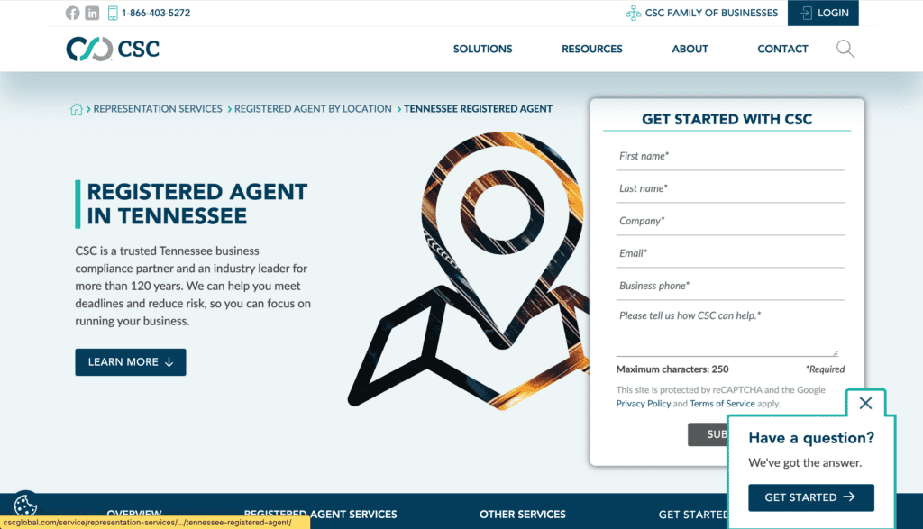 CSC Registered Agent Services in Tennessee