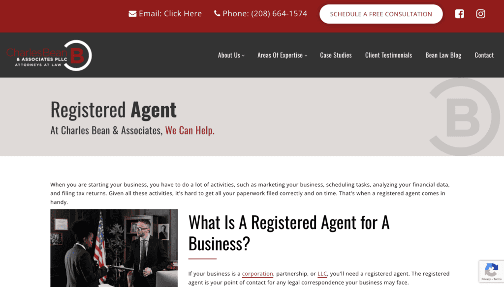 Bean Injury Law - registered agent service in Idaho