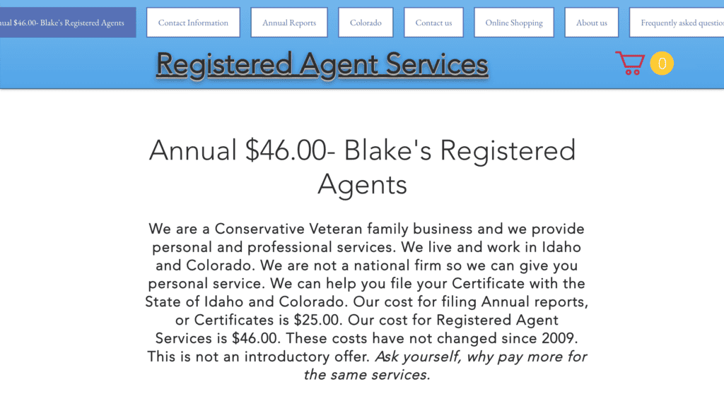 Blake’s Registered Agents service in Idaho