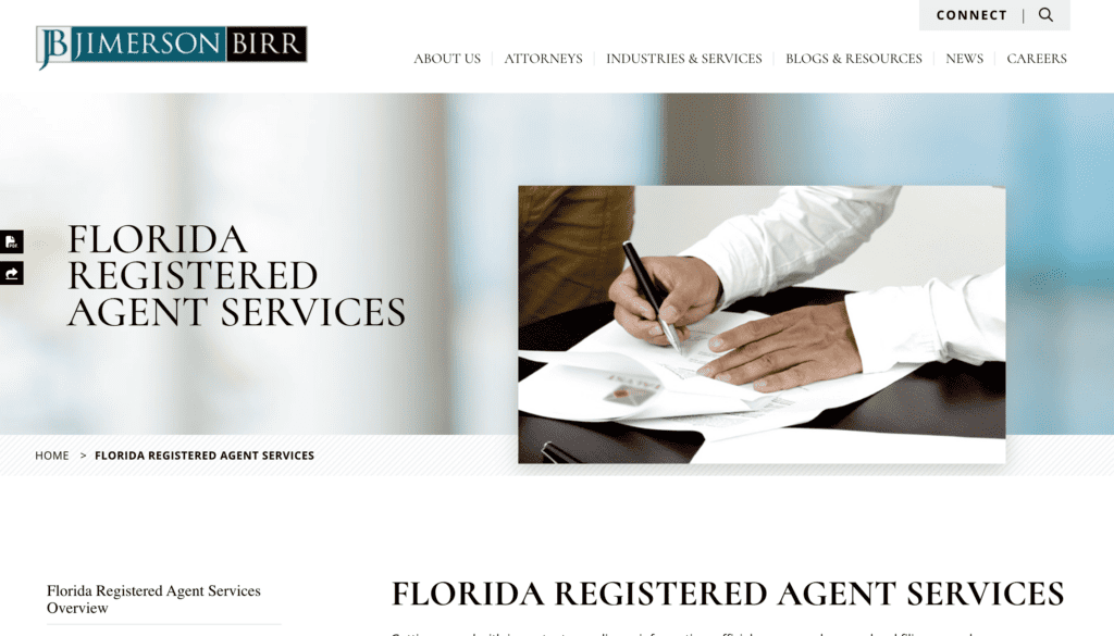 Jimerson Birr registered agent service in Florida