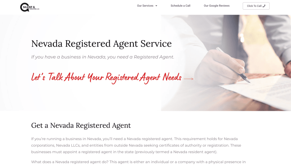 Silent G. Consulting LLC - registered agent service in Nevada