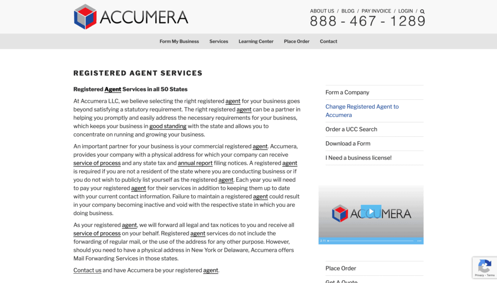 Accumera registered agent service in NY