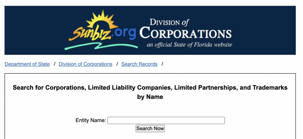 search names in Florida LLC database