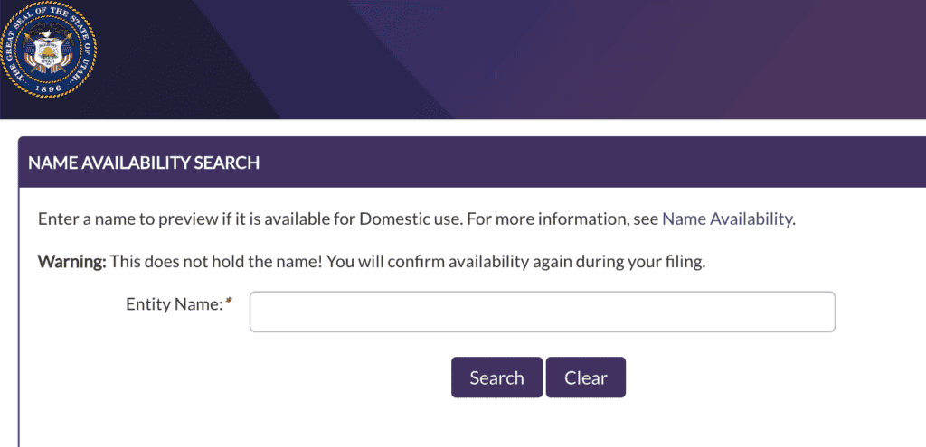 Utah LLC name availability tool