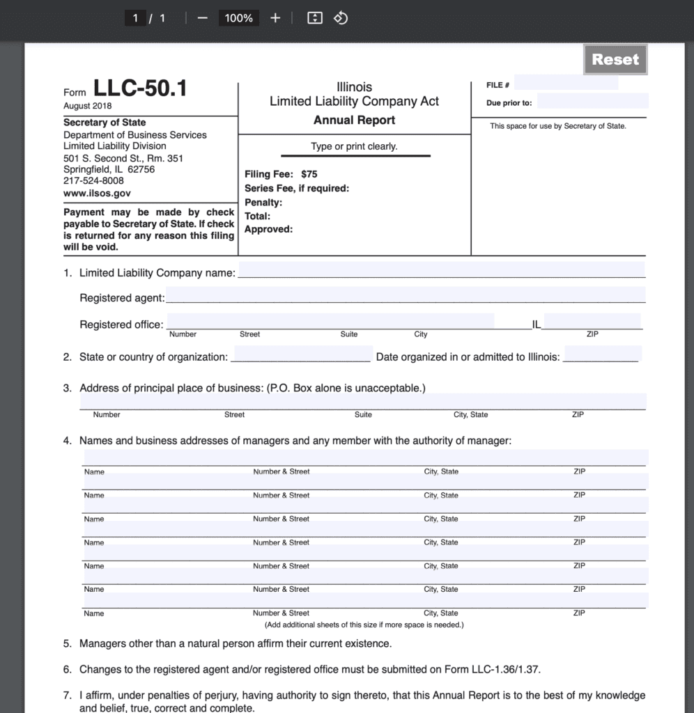 annual report form in Illinois