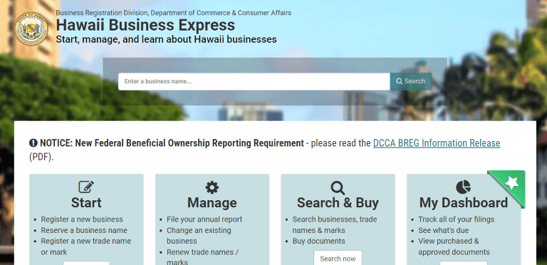 Hawaii Business Express - Online Portal