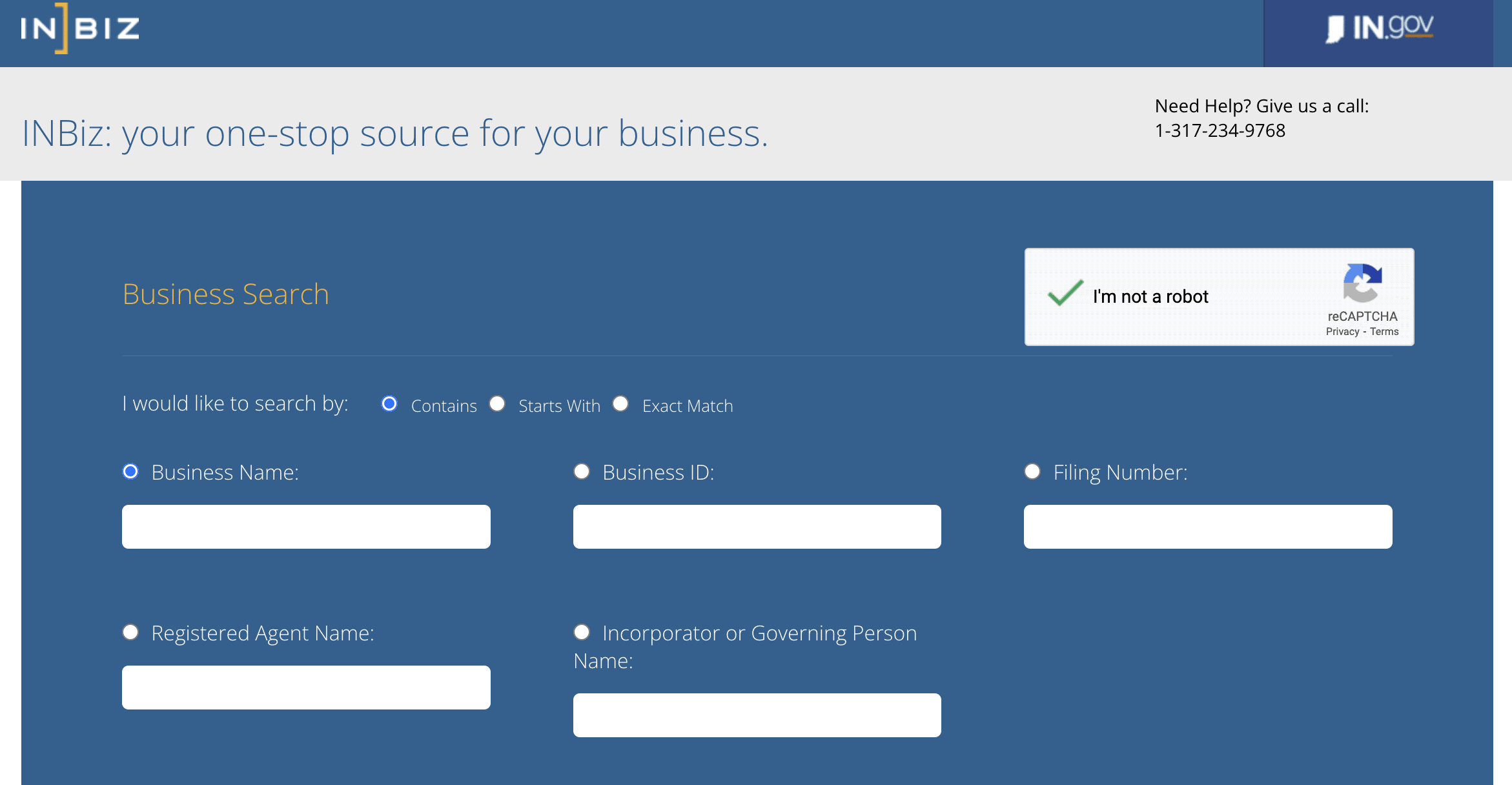 INBIZ: Business name search tool in Indiana