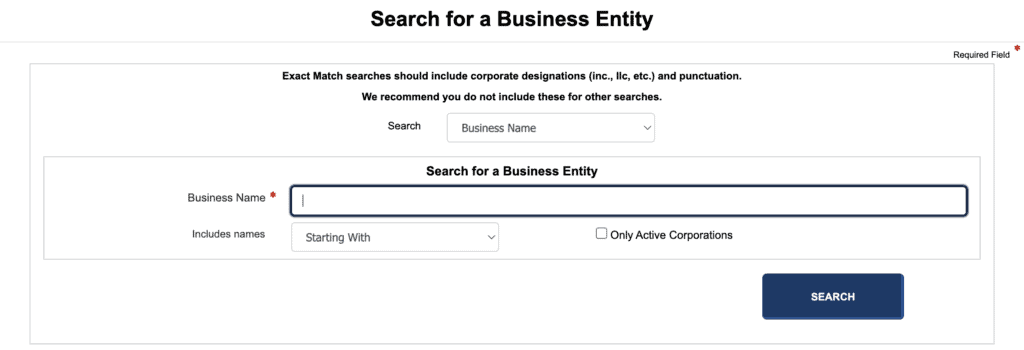 Missouri business name search tool