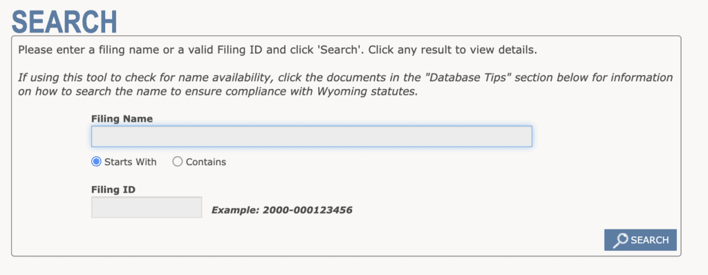 wyoming business search